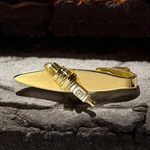 VTG Speidel Tie Clip Mens Gold Tone Spark Plug White Enamel Car Part Enthusiast